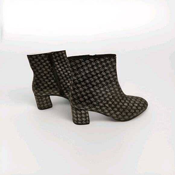 Impo Jarles Ankle Silver Black Houndstooth Sequin Booties/Boots Zip Size 7 M - Picture 4 of 9